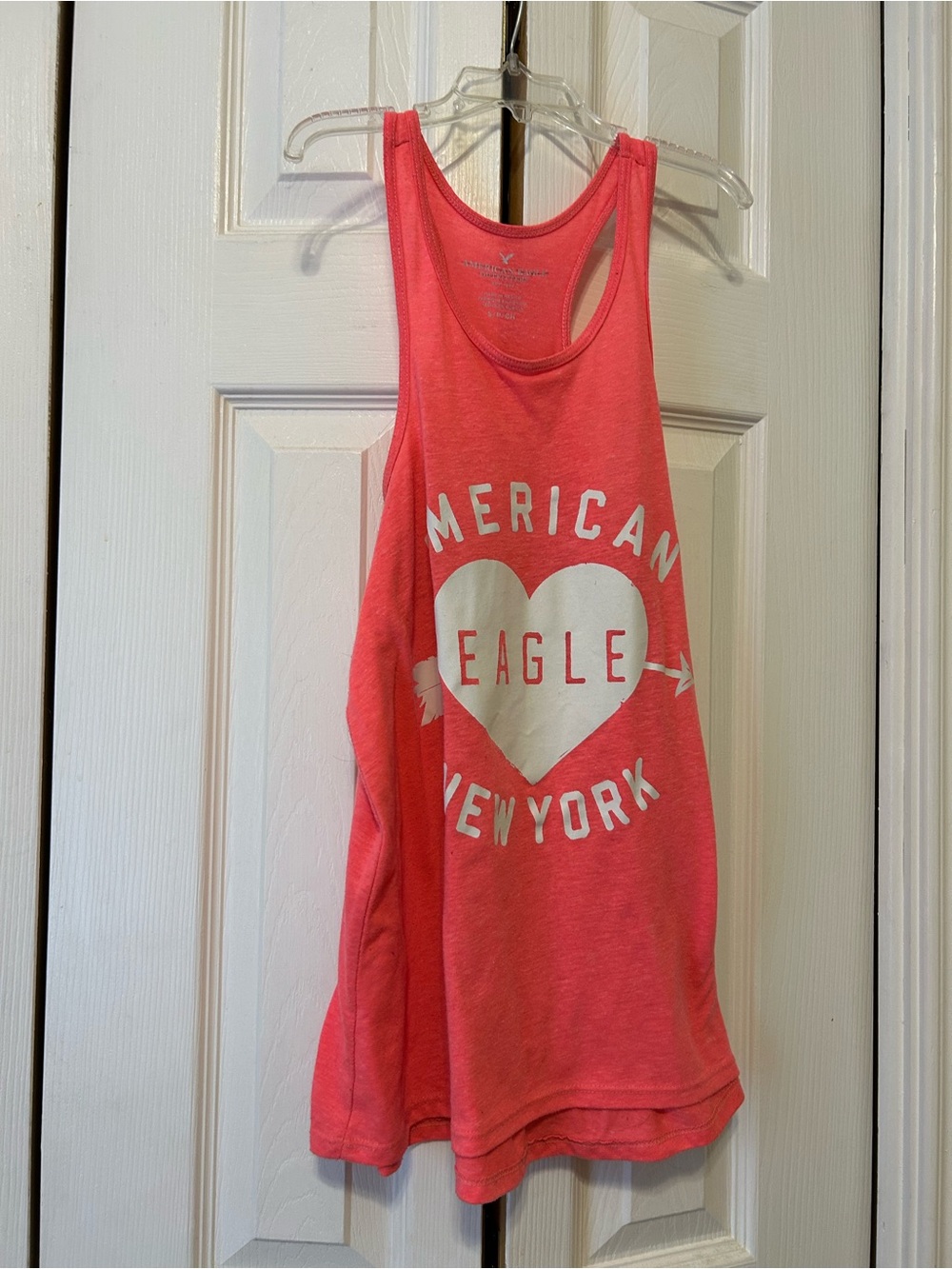 American Eagle Outfitters Coral Pink Graphic Racerback Tank